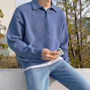 Maglione polo da uomo – Lana – Vestibilità comoda – Colletto con bottoni – Orlo e polsini a coste 4