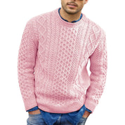 Maglione pullover da uomo – Vestibilità slim – Misto lana lavorato a maglia a trecce – Rifiniture a coste – Abbigliamento casual 0