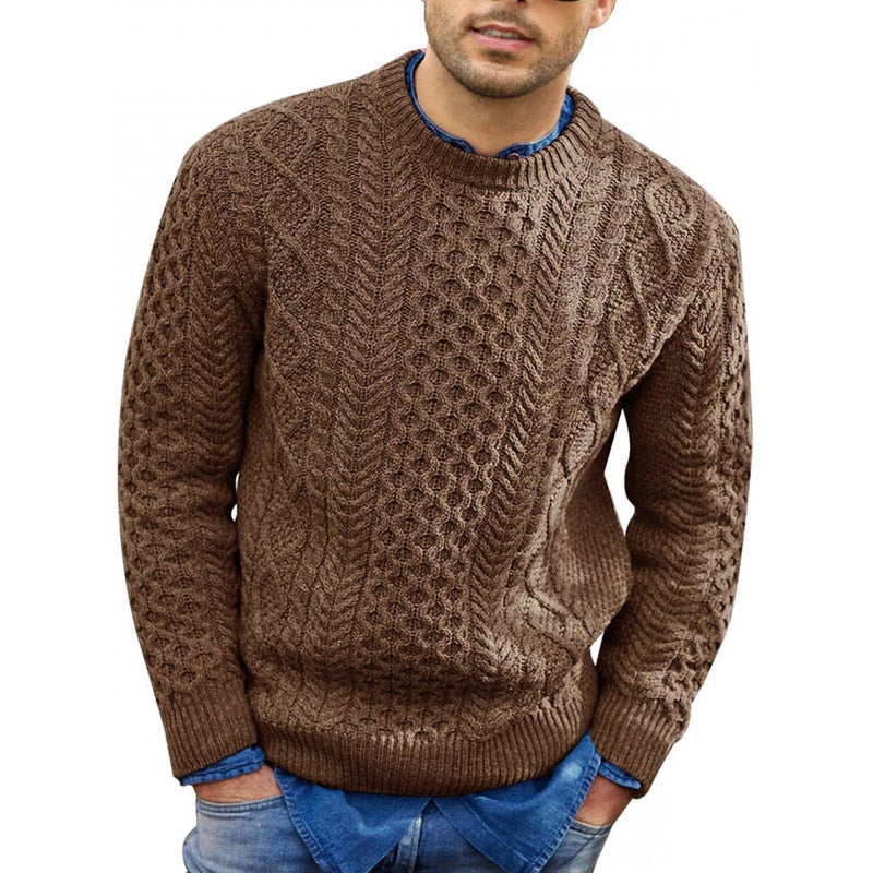 Maglione pullover da uomo – Vestibilità slim – Misto lana lavorato a maglia a trecce – Rifiniture a coste – Abbigliamento casual 2