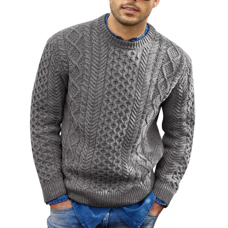 Maglione pullover da uomo – Vestibilità slim – Misto lana lavorato a maglia a trecce – Rifiniture a coste – Abbigliamento casual 3