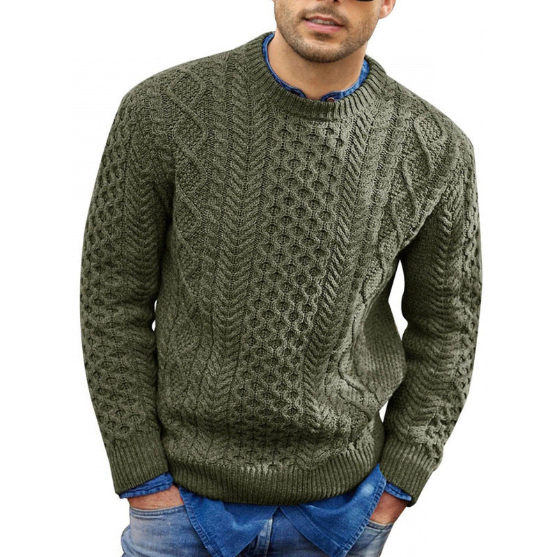 Maglione pullover da uomo – Vestibilità slim – Misto lana lavorato a maglia a trecce – Rifiniture a coste – Abbigliamento casual 4