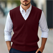 Maglione senza maniche con scollo a V da uomo – Maglia fine – Vestibilità classica – Rifiniture a coste – Stratificazione intelligente 2
