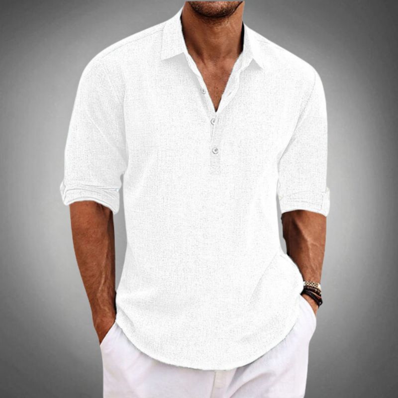 Massimo | Polo Classica in Lino Elegante e Traspirante, Manica Corta 4