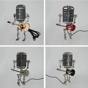 Microfono robot vintage in metallo con lampada per chitarra 2