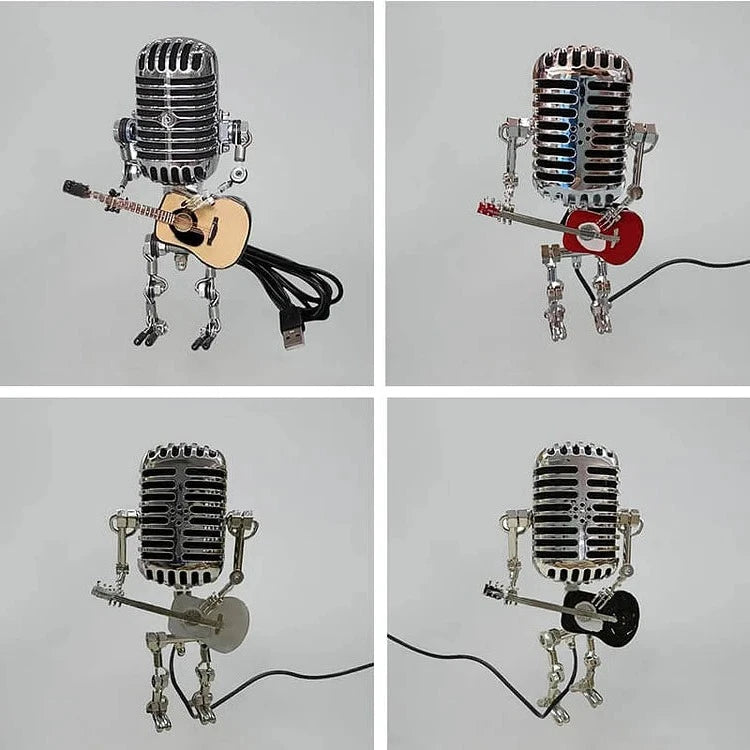 Microfono robot vintage in metallo con lampada per chitarra 2