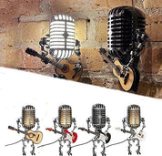 Microfono robot vintage in metallo con lampada per chitarra 5