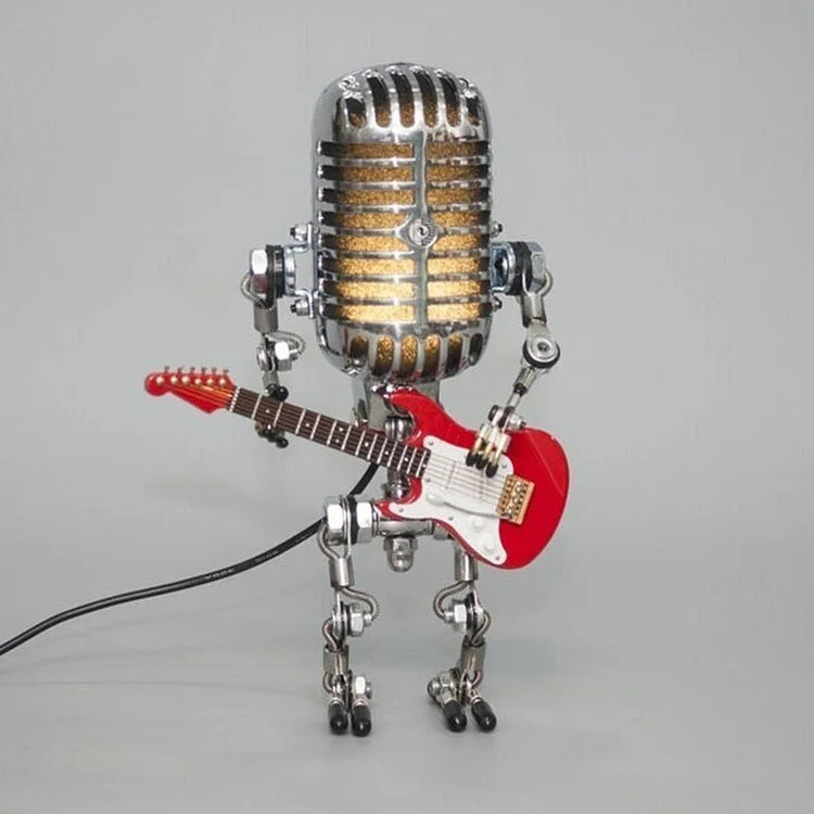 Microfono robot vintage in metallo con lampada per chitarra 6
