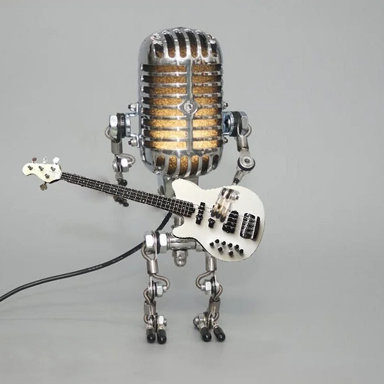 Microfono robot vintage in metallo con lampada per chitarra 8