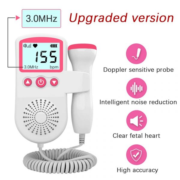 Monitor della frequenza cardiaca fetale Doppler per la casa, la gravidanza, il bambino, il rilevatore del suono della frequenza cardiaca fetale 7