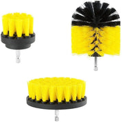 Set di spazzole per trapano, 3 pezzi, setole gialle e nere, per pulizia profonda, accessori elettroutensili, ideale per superfici difficili.