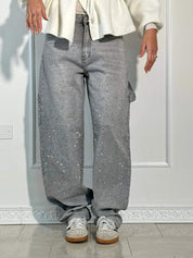 Jeans Balloon Larghe Sabrina con Eleganti Dettagli Brillanti