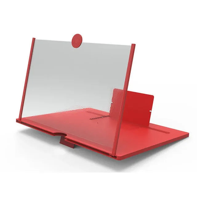 Supporto per libri rosso con pannello trasparente, design moderno, ideale per lettura a mani libere. Accessorio da scrivania funzionale ed elegante.