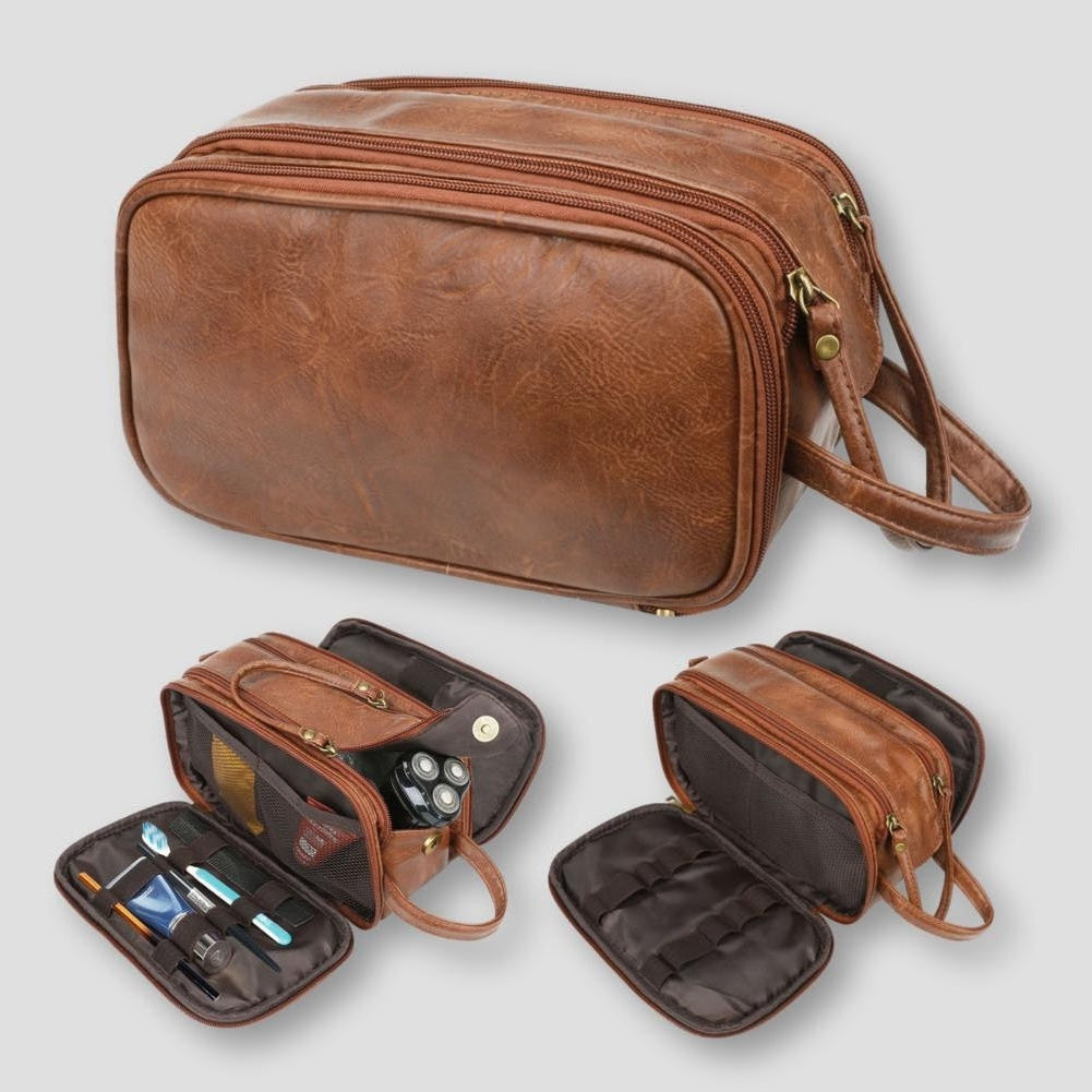 Khalani | Borsa da toilette da viaggio in pelle reale