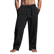  Pantaloni di lino maschile - Fit rilassato - Full Long - Withing Waist con tasche-6