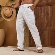  Pantaloni maschili - miscela di lino di cotone - Fit rilassato - gamba dritta - Walest Waist-2