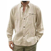  Camicia da uomo da uomo-Fit rilassato-manica lunga-abbottonate-tasca del torace-4