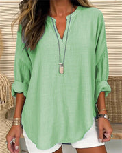  Camicia da donna a maniche lunghe - miscela di lino di cotone - Fit rilassato - Topvi casual per supporto-5