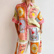  Cardigan femminile-Linence-Fit rilassato-manica corta-boho patchwork bottoni-4