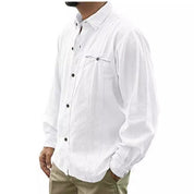  Camicia da uomo da uomo-Fit rilassato-manica lunga-abbottonate-tasca del torace-5