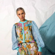  Set di camicia da donna e pantaloncini da donna-Fit rilassato-Button-up-Culletring Waist-4