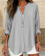  Camicia da donna a maniche lunghe - miscela di lino di cotone - Fit rilassato - Topvi casual per supporto-4