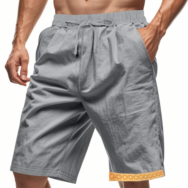 Shorts di lino maschile - Fit sciolto - Bullo in vita - Tasco Boho - Topche laterali-4