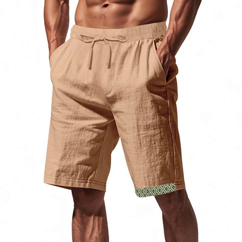  Shorts di lino maschile - Fit sciolto - Bullo in vita - Tasco Boho - Topche laterali-6