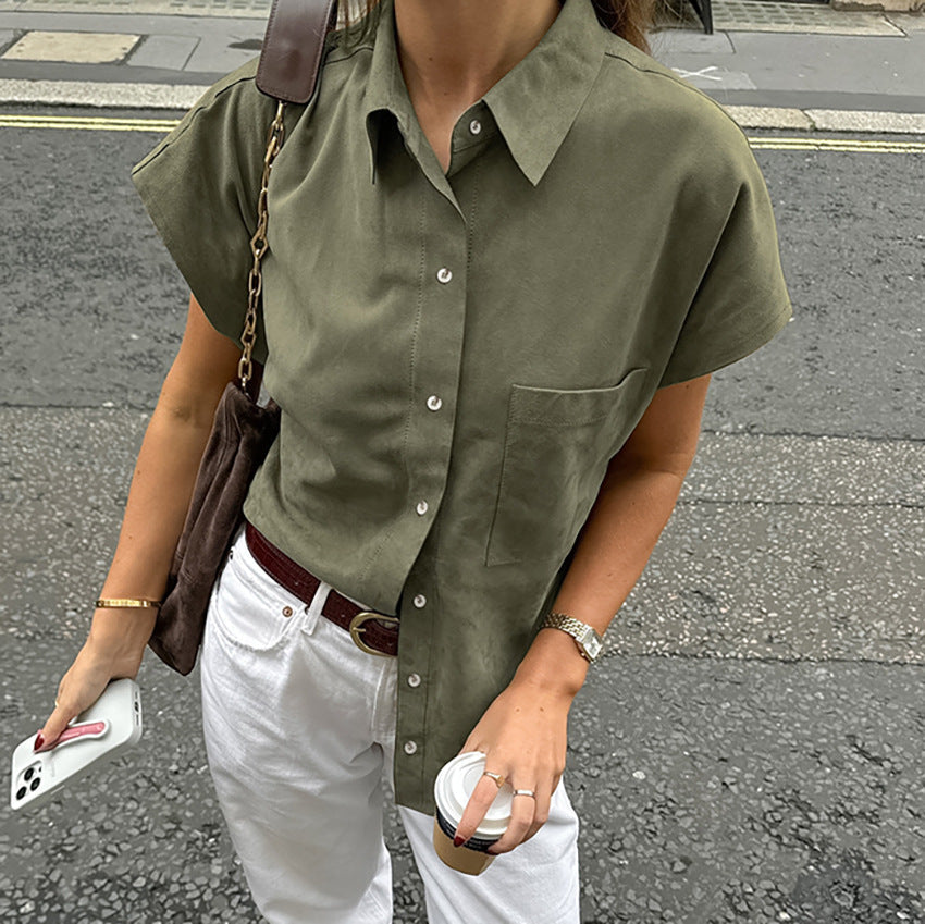  Camicia senza maniche da donna - miscela di lino di cotone - Fit rilassato - Fronte di bottone - tasca del torace-1