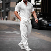  Camicia casual maschile - miscela di lino di cotone - adattamento regolare - manica corta - anteriore bottone-4