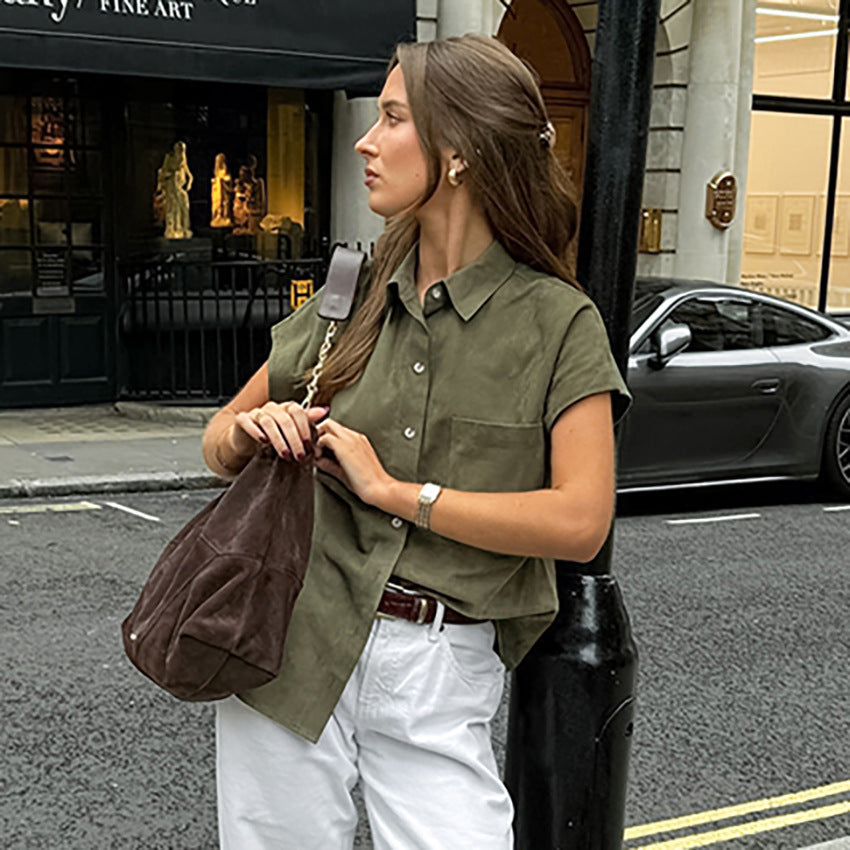  Camicia senza maniche da donna - miscela di lino di cotone - Fit rilassato - Fronte di bottone - tasca del torace-2