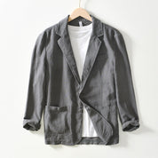  Blazer maschile - miscela di lino di cotone - Fit rilassato - Stile casual del seno singolo-3
