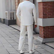  Shirt Henley maschile-miscela di lino di cotone-petto allacciato-Fit rilassato-Collar a banda-3