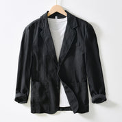  Blazer maschile - miscela di lino di cotone - Fit rilassato - Stile casual del seno singolo-4
