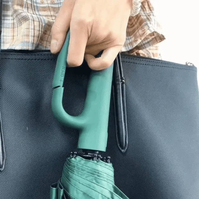 Ombrello di piegatura automatica resistente al vento con manico a fibbia grande-compatto e resistente 3
