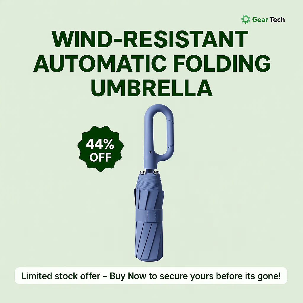 Ombrello di piegatura automatica resistente al vento con manico a fibbia grande-compatto e resistente 6