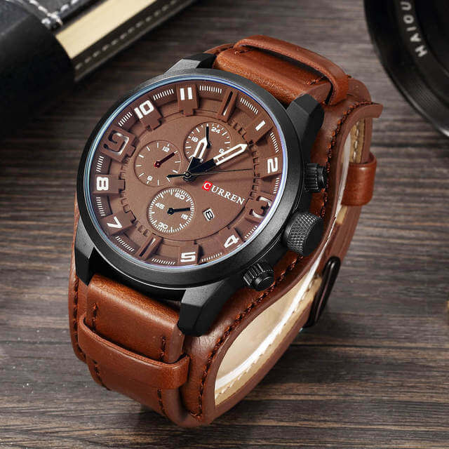 Orologio cronografo da uomo in pelle 1