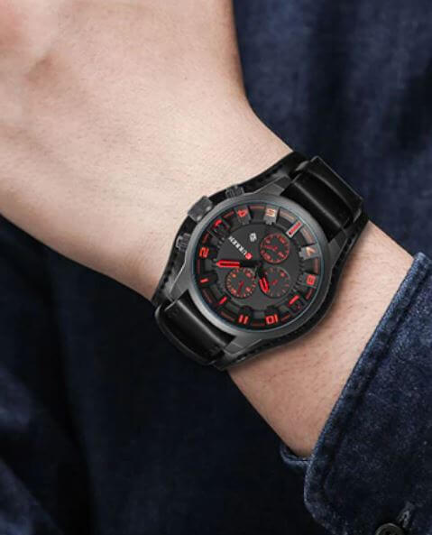 Orologio cronografo da uomo in pelle 6