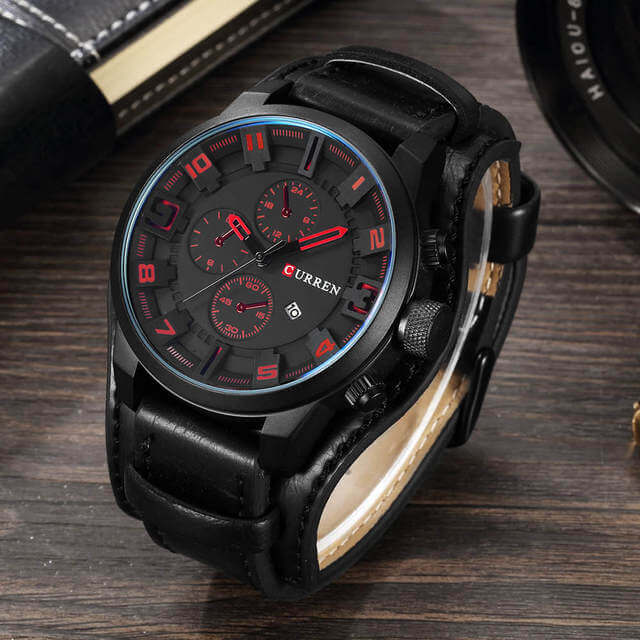 Orologio cronografo da uomo in pelle 8