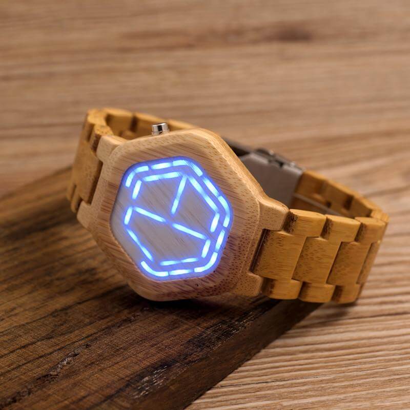 Orologio digitale a LED in legno 0
