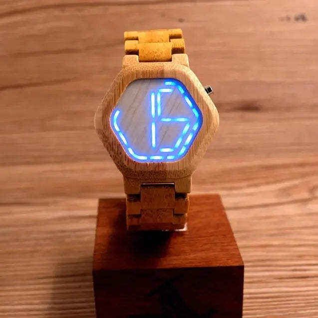 Orologio digitale a LED in legno 3