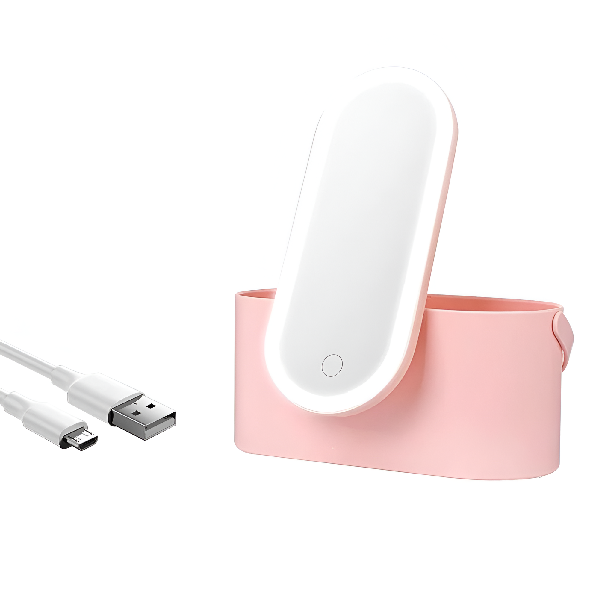 Sterilizzatore UV portatile rosa con cavo USB, disinfezione efficace per smartphone e piccoli oggetti, design compatto e moderno.