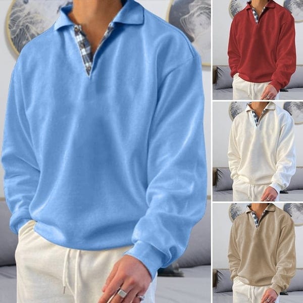 Polo a maniche lunghe da uomo - Colletto classico - Abbottonatura - Vestibilità comoda e casual 1