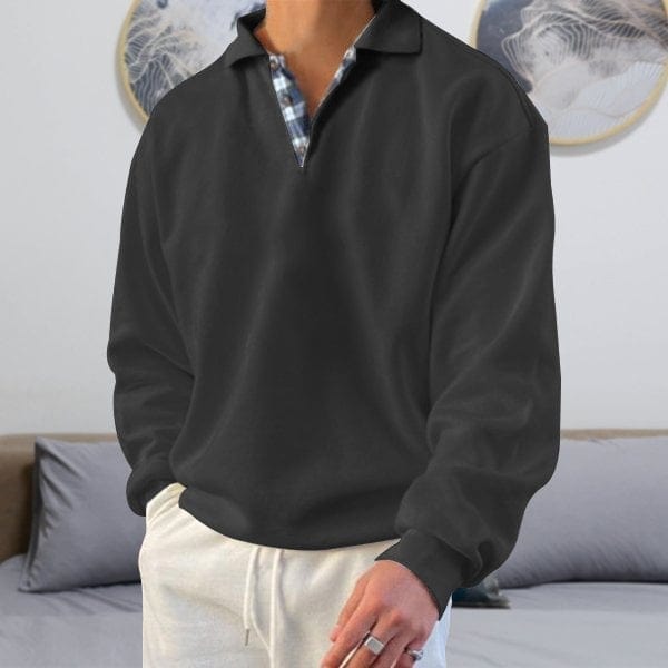 Polo a maniche lunghe da uomo - Colletto classico - Abbottonatura - Vestibilità comoda e casual 2