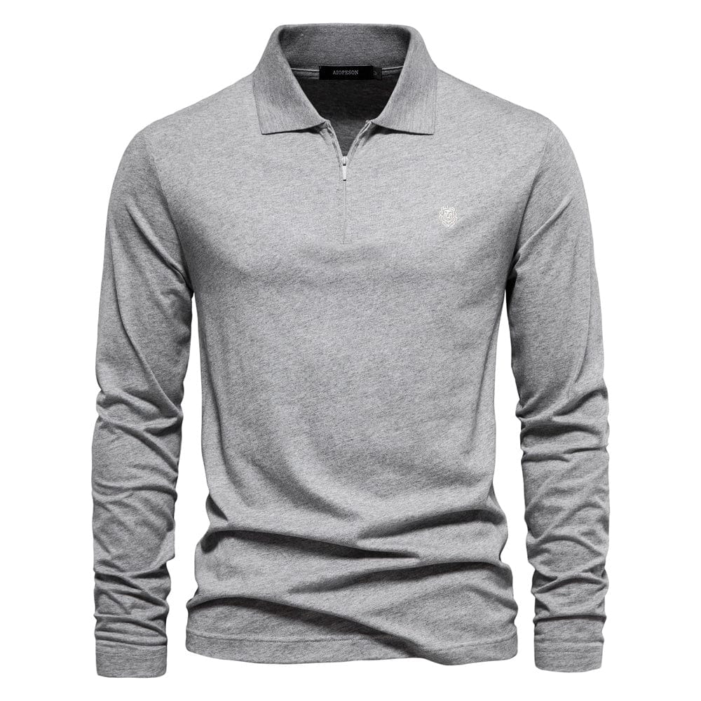 Polo da uomo a maniche lunghe - Mezza cerniera - Casual elegante - Colletto strutturato 1