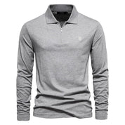 Polo da uomo a maniche lunghe - Mezza cerniera - Casual elegante - Colletto strutturato 1
