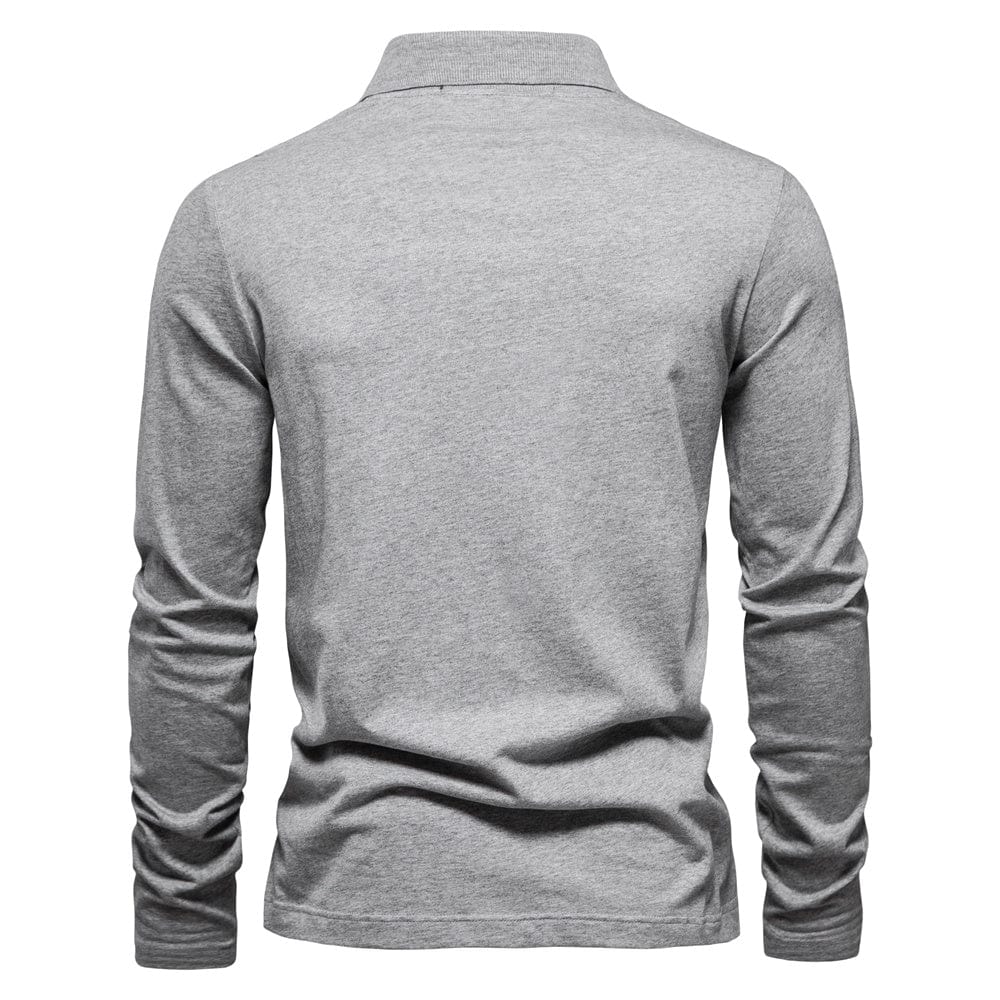 Polo da uomo a maniche lunghe - Mezza cerniera - Casual elegante - Colletto strutturato 2