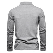 Polo da uomo a maniche lunghe - Mezza cerniera - Casual elegante - Colletto strutturato 2