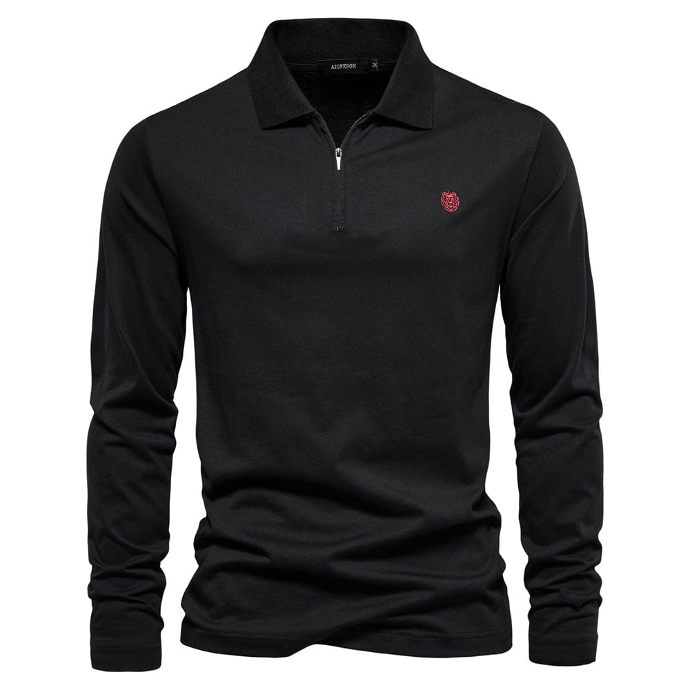 Polo da uomo a maniche lunghe - Mezza cerniera - Casual elegante - Colletto strutturato 3