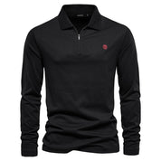 Polo da uomo a maniche lunghe - Mezza cerniera - Casual elegante - Colletto strutturato 3