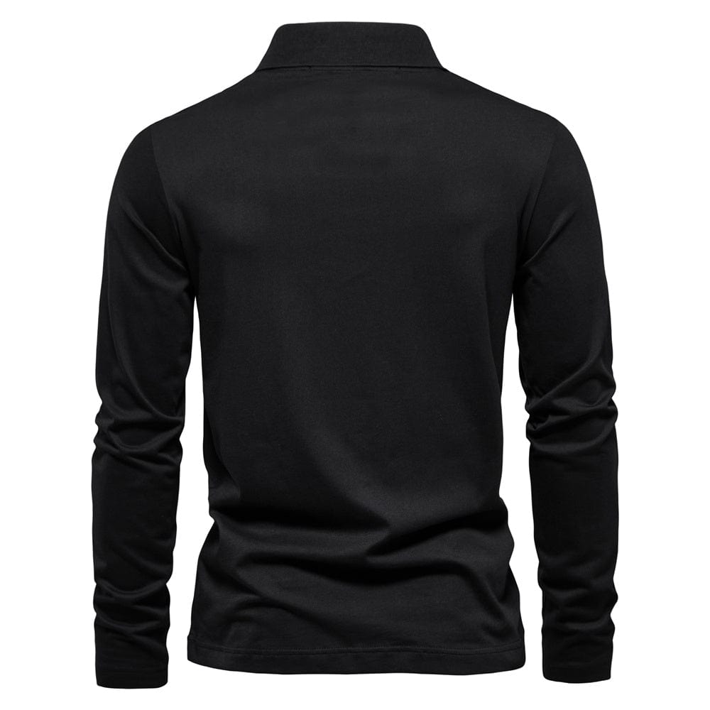 Polo da uomo a maniche lunghe - Mezza cerniera - Casual elegante - Colletto strutturato 4